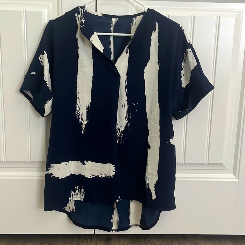 Shein blue and white blouse, shein burgundy blouse, shein pattern blouse